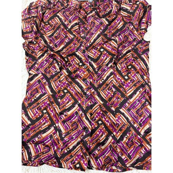 Orange, black, purple and tan Geometric blouse by Apt 9 size medium - Picture 2 of 7